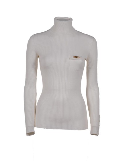 Shop ELISABETTA FRANCHI  Lupetto: Elisabetta Franchi maglia a costine con taschino.
Collo dolcevita.
Maniche con bottoni al fondo.
Taschino in raso con dettaglio logo.
Vestibilità Slim.
Composizione: 64%Lyocell 20%Poliammide 16%Seta.
Made in Italy.. MK11B56E2-360